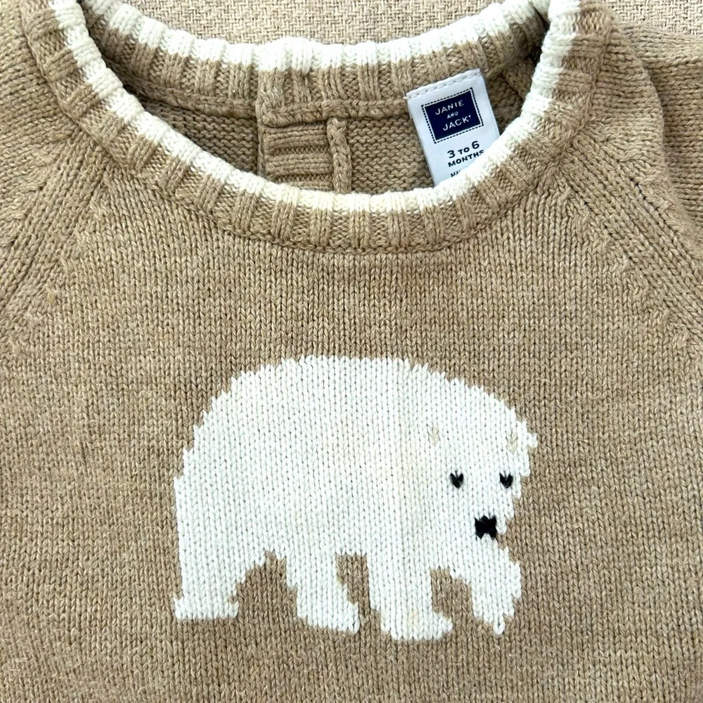 Janie and Jack Baby Boys Polar Bear Sweater One Piece Size 3-6 Months - Picture 2 of 4